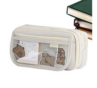 Genérico Pencil Case Organizer, Large Capacity Stationery Storage Pouch, Adorable Pen Bag for Pencils, Pens, Erasers, Notes, Scissors, Rulers, and School Supplies, Creamy, Se référer au descriptif