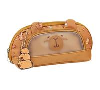Genérico Pencil Case, Pencil Bag, Stationery Organizer, Transparent Pocket Design, Sturdy Material, Large Capacity Storage, Ideal for School Use, 9.06x4.33x2.95 Inches, Brown Color, 1 Pack