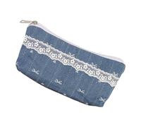 Genérico Pencil Case Pouch, Marker Bag, Lightweight Stationery Organizer, Cute Compact Storage for School, Classroom, College, Work, Makeup, Cosmetics, 7.48x1.97x3.54 Inches, White and Blue