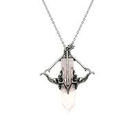 Genérico Pendant Necklace, Crystal Jewelry, 2.17x2.56 Inches Natural Stone Accent Vintage Inspired Bow Design, Fashion Necklaces Accessory for Women, Party, Event and Daily Outfit Use