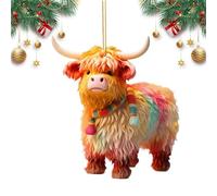 Genérico Pendentif Voiture Vache Highlands acrylique | Ornement suspendu miroir, breloque décorative 2D | Accessoire pour Sac à Dos, arbre de Noël, intérieur Automobile élégant et
