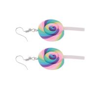 Genérico Pendientes de Arcilla Polimérica para Mujer, 4 Piezas, Diseño de Piruleta Colorida, Accesorios Ligeros y Seguros para Uso Diario, Fiestas y Viajes Color Aleatorio