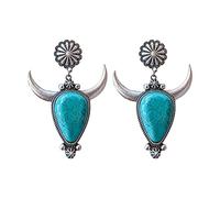 Generico Pendientes de perlas pequeñas de plata pendientes vintage bohemio gota de vaca turquesa regalos de San para las mujeres Padre Nuestro Joyas Pulsera, Talla única, Turquoise, Sin piedra