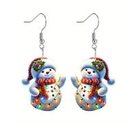 Generico Pendientes De Plata 925 Christmas Lights Cute Acrylic Earrings 2024 New Year Atmosphere Snowman Earrings Pendientes De Aro Bronce, Talla única, Acrylic, Sin piedra preciosa
