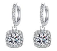 Generico Pendientes largos colgantes strass Stone Earhook Four Stone Round Bag Earrings Female Moissanite Is Known For Its Superior Refractive Index And Fiery Colors. The Earrings Pendientes, Talla