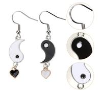 Genérico Pendientes Yin Yang Tai Chi de Aleación Blanco y Negro Pendientes Colgantes de Gota para Mujer y Niña Accesorios Modernos para Ocasiones Formales E Informales
