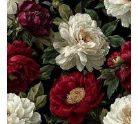 Genérico Peonía Flor Papel Pintado Autoadhesivo Vintage Hojas Verdes 44x500 cm Papel de Pared Removible Impermeable Estilo Vinilo PVC Pegatina es Estante del cajón de la cubierta del rodillo A-222