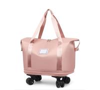 Genérico Pepepo Travel Bag with Wheels, 2025 New Large Capacity Travel Bag - Universal Wheel Removable, Large Capacity Wide-Open Cosmetic, Expandable Foldable, Rolling with Wheels (Pink)