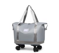 Genérico Pepepo Travel Bag with Wheels, 2025 New Large Capacity Travel Bag - Universal Wheel Removable, Large Capacity Wide-Open Cosmetic, Expandable Foldable, Rolling with Wheels (Grey)