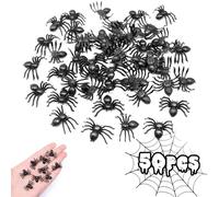 Genérico Pequeña araña, decoración de arañas pequeñas - Broma de Juguete de araña 50x decoración de Halloween para un jardín doméstico al Aire Libre Interno al Aire Libre, Decoraciones espel
