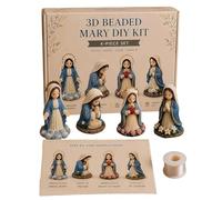 Genérico Pequeño kit cuentas cristianas 3D | Kits bordado cuentas cristianas 3D DIY | kit arte con cuenta semillas Jesús | Conjunto artesanía artística hacer joyas religiosas hechas mano
