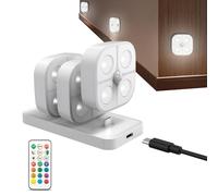 Genérico Per Scale A LED - 3 Pezzi Lampada Notturna Magnetica Ricaricabile 5,2x5,2x2,1 Cm, Sensore Di Movimento RGB, Illuminazione Wirelss Multimodale Adesiva Per Camera Da, Cucina, Corridoio, Arma