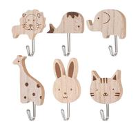 Genérico Perchas de Pared - 6 Piezas Ganchos de Pared de Madera en Forma de Animales | Percheros Autoadhesivos para Bolsa Joyería Vestido Sombrero Llave Mochila