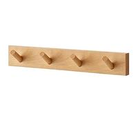 Genérico Perchero de Pared de Madera, Ganchos de Madera Maciza Inclinados a 30° con Revestimiento de Cera Natural, para Recibidor, Dormitorio y Baño, 3/4/5/6/7/8 Ganchos(Beechwood,4 hooks)