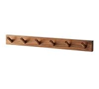 Genérico Perchero de Pared de Madera, Ganchos de Madera Maciza Inclinados a 30° con Revestimiento de Cera Natural, para Recibidor, Dormitorio y Baño, 3/4/5/6/7/8 Ganchos(Black walnut,6 hooks)