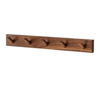 Genérico Perchero de Pared de Madera, Ganchos de Madera Maciza Inclinados a 30° con Revestimiento de Cera Natural, para Recibidor, Dormitorio y Baño, 3/4/5/6/7/8 Ganchos(Black walnut,5 hooks)