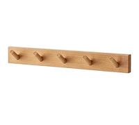 Genérico Perchero de Pared de Madera, Ganchos de Madera Maciza Inclinados a 30° con Revestimiento de Cera Natural, para Recibidor, Dormitorio y Baño, 3/4/5/6/7/8 Ganchos(Beechwood,5 hooks)