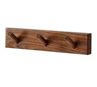 Genérico Perchero de Pared de Madera, Ganchos de Madera Maciza Inclinados a 30° con Revestimiento de Cera Natural, para Recibidor, Dormitorio y Baño, 3/4/5/6/7/8 Ganchos(Black walnut,3 hooks)