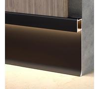 Genérico Perfil LED de Aluminio de 100-300 cm, rodapié Mural con iluminación Oculta, Kit de embellecedor de luz Ambiental, Canal de luz Lineal Negro (7,5 cm, 1,8 m).