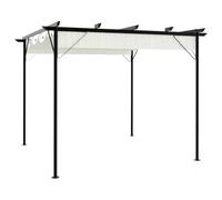 Genérico Pérgola con tejado retráctil Acero Color Blanco Crema 3x3 m,Pérgolas, Arcos y enrejados de jardín-49325