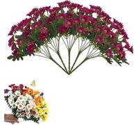 Genérico Perkyn Artificial Mums, Artificial Outdoor Sunset Mums Flowers Fall Faux Flower Decor, Realistic Weatherproof Fake Plants