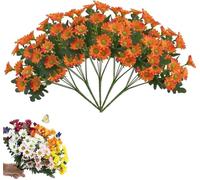 Genérico Perkyn Artificial Mums, Artificial Outdoor Sunset Mums Flowers Fall Faux Flower Decor, Realistic Weatherproof Fake Plants