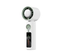 Genérico Personal Fan, Turbine Cooling Device, LED Display Rechargeable Design, 1-199 Speed Settings with Night Light, Travel Camping Construction Use, 6.22x2.72x2.36 Inches, Black White