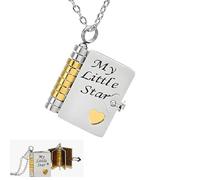 Genérico Personalized Book Necklace for Daughter Engraved Pendant, Stainless Steel Adjustable Chain (Mixed Color*1pcs)