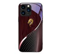 Genérico Personalized Dragon Wood Grain Compatible with Magnetic Glass Phone Case for iPhone 16/15/14/13/12 Pro MAX, All-Inclusive Anti-Fall Case (16Promax,Red)
