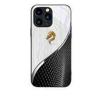 Genérico Personalized Dragon Wood Grain Compatible with Magnetic Glass Phone Case for iPhone 16/15/14/13/12 Pro MAX, All-Inclusive Anti-Fall Case (13Promax,White)