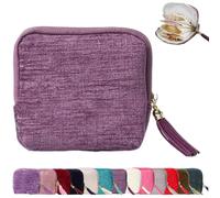 Genérico Personalized Travel Jewelry Case, Small Travel Jewelry Organizer with Tassel Zipper & 5 Compartments for Bracelet, Ring, Carring and Bangle, Protect Jewelry from Scratche (Crystal purple)