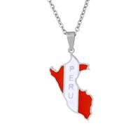 Genérico Peru Necklace With City Name Fashion Stainless Steel Country Republic Flag Pendant Jewelry for Women Men Commemorative Gift (Style B)