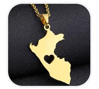 Genérico Peru Necklace With City Name Fashion Stainless Steel Country Republic Flag Pendant Jewelry for Women Men Commemorative Gift (Style G)