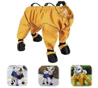Genérico Pet Anti Dust Pants,Waterproof Dog Rain Boots with Adjustable Suspender,Small Pet Lightweight Dust-Proof Dogs Pants,Anti-Slip Dog Paw Protector for Outdoor Walking Running (Yellow, M)