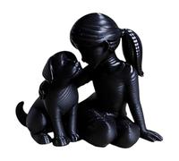 Genérico Pet Figurine, Girl Dog Sculpture, Loving Statue with Charm, Animal Artwork with Room Detail, 3.27 X 2.76 Inches Home Decoration, Memorial Keepsake Gift for Desktop Display Use