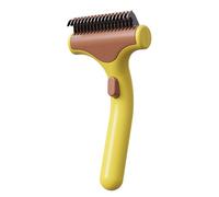 Genérico Pet Grooming Brush for Shedding and Detangling - Wide Blade Comb with Rounded Stainless Teeth and Easy Clean Button, Comfortable Anti-Slip Handle for Dogs and Cats(Yellow)
