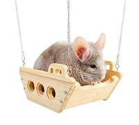 Genérico Pet Hanging Swing, Small Animal Exercise Toy, Wooden Cage Swing with Secure Rope Support System, Minimal Natural Play Design, Compact Habitat Activity Style, Hamster Guinea Pig Use