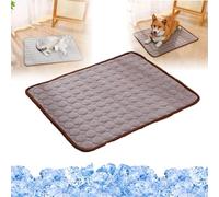 Genérico Pet Ice Silk Self Mat, Non-Slip Summer Cooling Mat, Foldable Summer Reusable Pets Cool Bed, Washable & Portable Soft Pad, for Small Medium Large Dogs and Cat (Brown,Large)