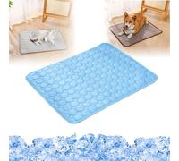 Genérico Pet Ice Silk Self Mat, Non-Slip Summer Cooling Mat, Foldable Summer Reusable Pets Cool Bed, Washable & Portable Soft Pad, for Small Medium Large Dogs and Cat (Blue,Medium)