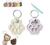 Genérico Pet Paw Shaped Leather Keychain, Pet Hair Storage chain, Dog Hair Collector Key chain, for Bag Purse Charm Key Holder (2pcs-25)