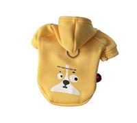 Generico Pet Sweater with Hat, Milk Silk Velvet Winter Clothes for Dogs & Cats, Cozy Cartoon Outfit(Yellow,XXL(6.5-9KG))
