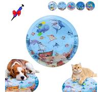 Genérico Pet Water Bed, Cat Water Bed Play Mat, Ocean Breeze Splashland for Dogs, Anti-Scratch, Thickened Pet Pad and Cooling Waterbed with Inflator for Dogs, Cats (A*65CM)