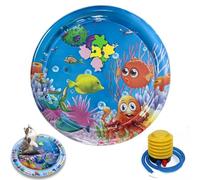 Genérico Pet Water Bed, Ocean Breeze Splashland for Cat Dog, Cat Waterbed Toy with Fish, Thickened Anti-Scratch Water Mat, Feel Cool Comfort (Round A)