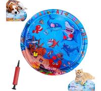Genérico Pet Water Bed, Thickened Water Sensory Play Mat for Cats Dog, Pet Water Bed for Dogs, Washable Inflatable Playmat, Summer Pets Cooling Water Sensory Play Pad with Inflator (Large Round-A)