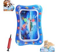 Genérico Pet Water Bed, Thickened Water Sensory Play Mat for Cats Dog, Pet Water Bed for Dogs, Washable Inflatable Playmat, Summer Pets Cooling Water Sensory Play Pad with Inflator (Square-D)
