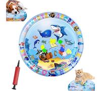 Genérico Pet Water Bed, Thickened Water Sensory Play Mat for Cats Dog, Pet Water Bed for Dogs, Washable Inflatable Playmat, Summer Pets Cooling Water Sensory Play Pad with Inflator (Large Round-B)