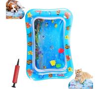 Genérico Pet Water Bed, Thickened Water Sensory Play Mat for Cats Dog, Pet Water Bed for Dogs, Washable Inflatable Playmat, Summer Pets Cooling Water Sensory Play Pad with Inflator (Square-E)