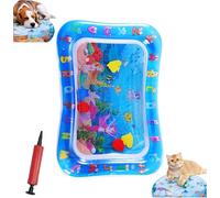 Genérico Pet Water Bed, Thickened Water Sensory Play Mat for Cats Dog, Pet Water Bed for Dogs, Washable Inflatable Playmat, Summer Pets Cooling Water Sensory Play Pad with Inflator (Square-C)