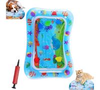 Genérico Pet Water Bed, Thickened Water Sensory Play Mat for Cats Dog, Pet Water Bed for Dogs, Washable Inflatable Playmat, Summer Pets Cooling Water Sensory Play Pad with Inflator (Square-B)