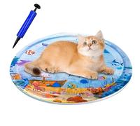 Genérico Pet Water Play Mat, Round Inflatable Sensory Pad, 11.81x11.81x0.79 Inches, Leak Proof Scratch Resistant, Interactive Enrichment Toy for Dogs and Cats in Summer, Multicolor